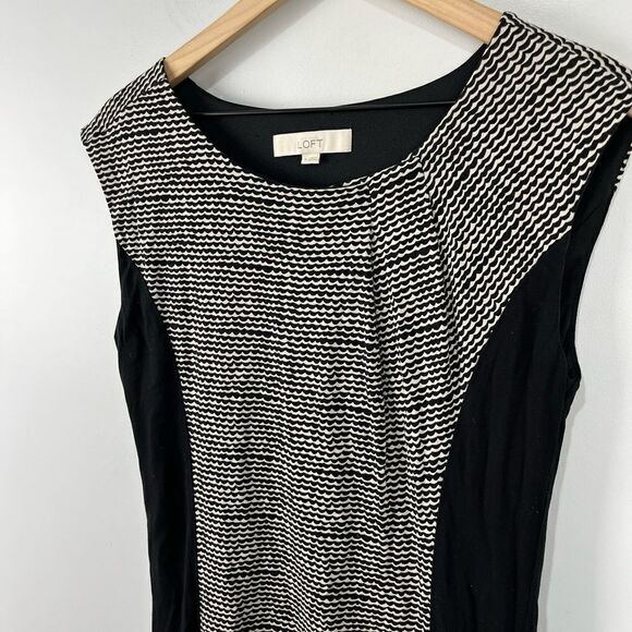 Loft Black and Tan Design Shift Dress M - Picture 2 of 6
